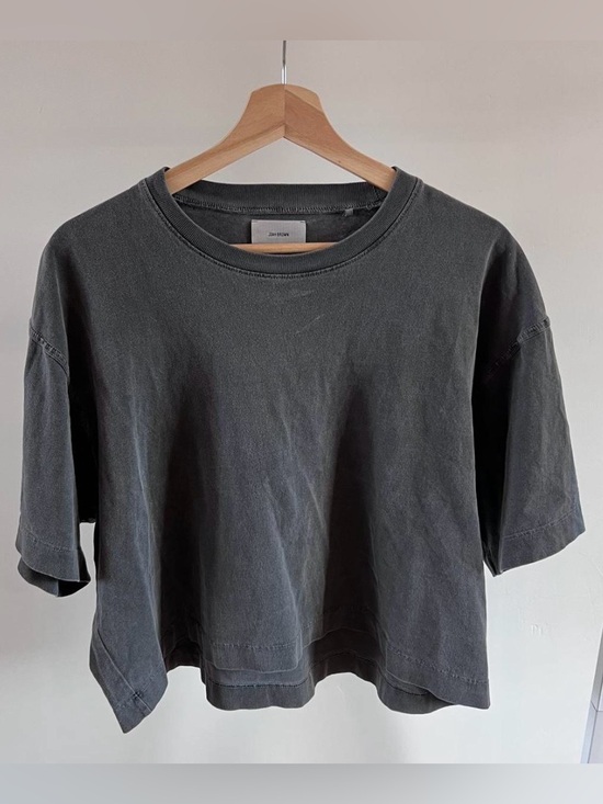Joah Brown Tops - Joah Brown Washed Charcoal Boxy Crew Tee